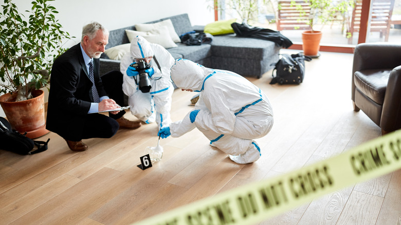 Forensics crime scene inside home