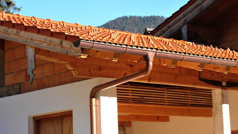 Copper gutters on a modern home