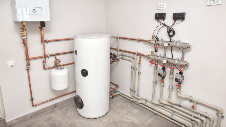 Boiler flanked by components