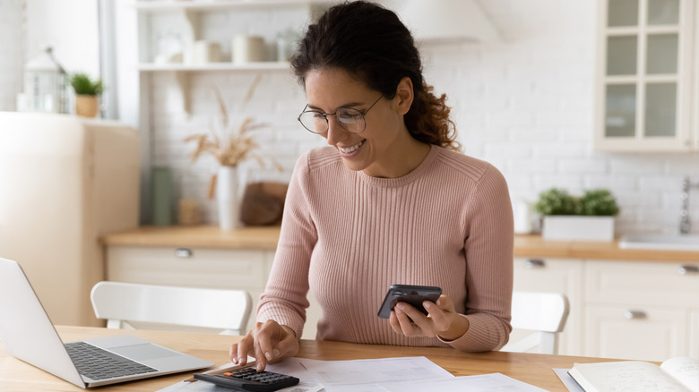 Woman looking at budget