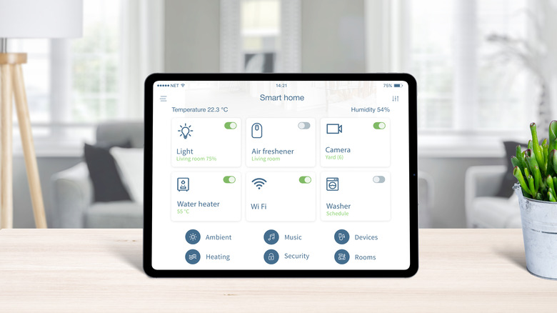 Smart home interface on tablet