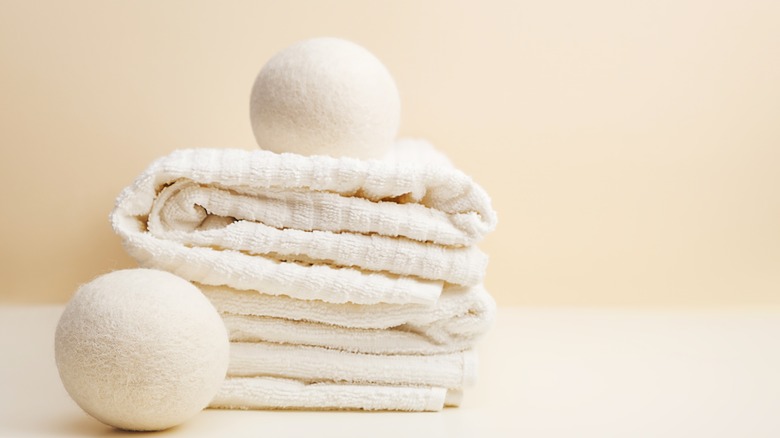 Dryer balls on linens