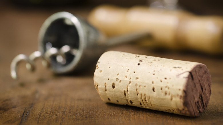 Wine cork on table