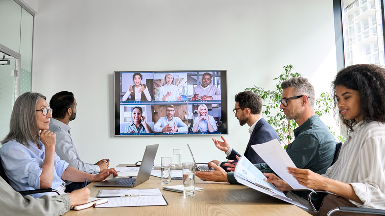 Employees in a meeting