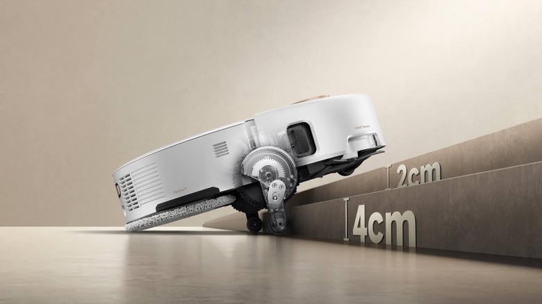 MOVA V50 Ultra robotic vacuum cleaner climbing a 6 centimeter ledge