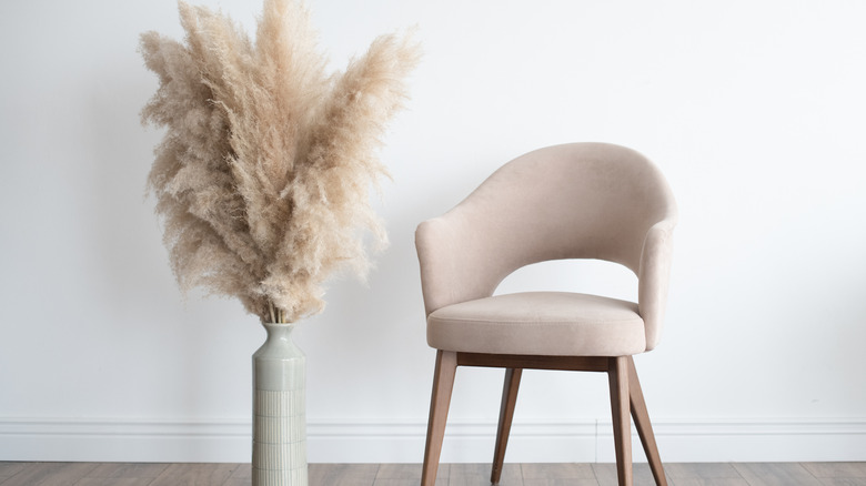 chair and pampas grass