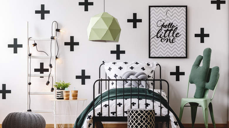 Black and white accent wall