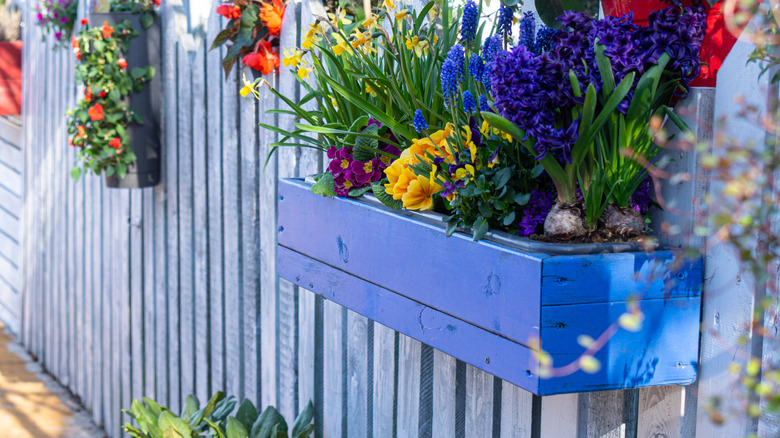 Attractive planter boxes along a fence