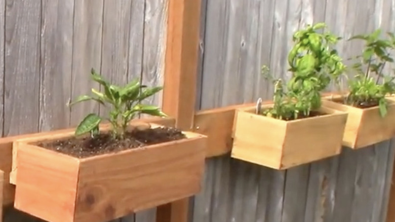 The planter boxes with French cleats positioned on the fence