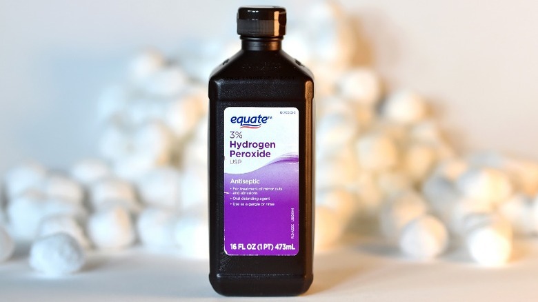 hydrogen peroxide cotton balls behind