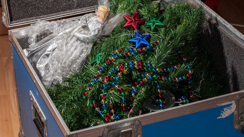 garland inside blue chest