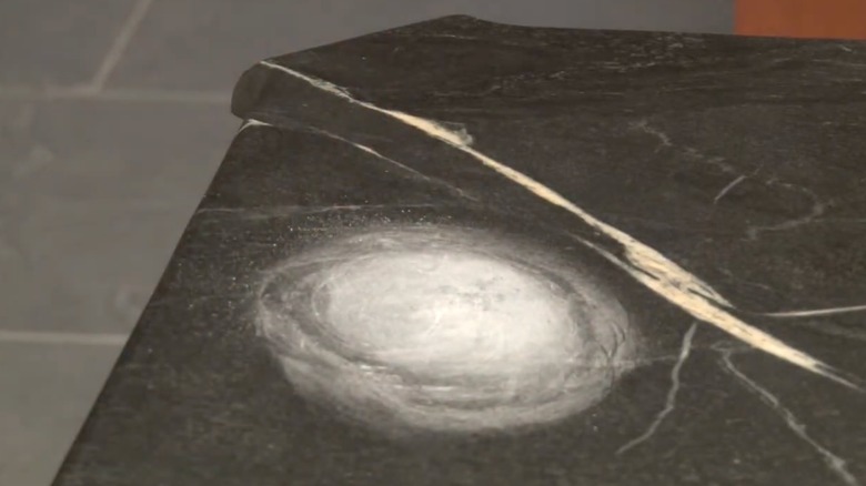 soapstone counter after scratch was buffed with sandpaper