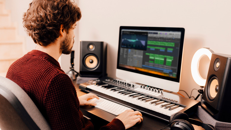 Computer in a home recording studio