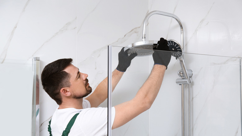 plumber installing shower