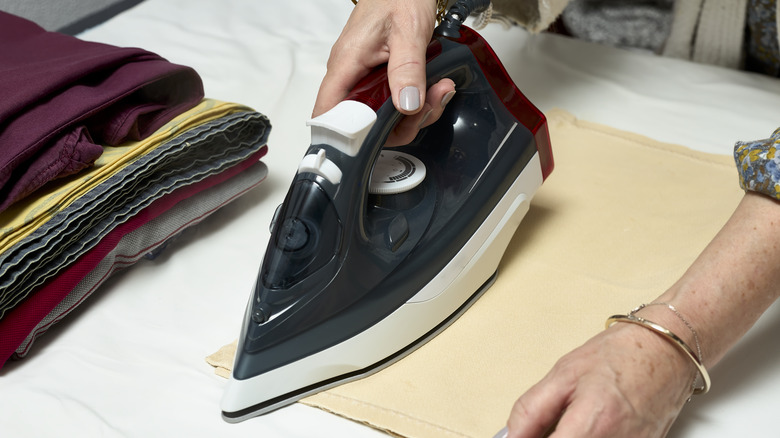 Hand ironing linen napkins