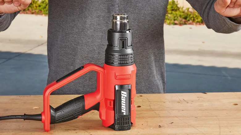 The Bauer corded heat gun's hands-free operation