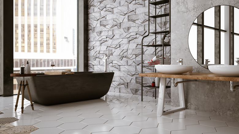 Bathroom with tiled floor