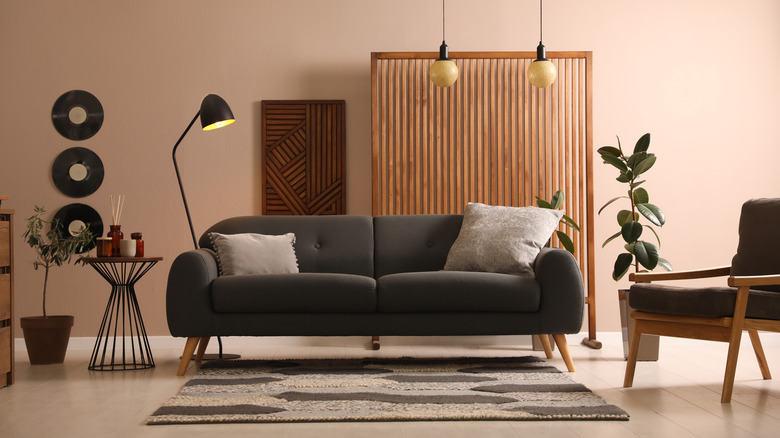 black mid-century modern couch