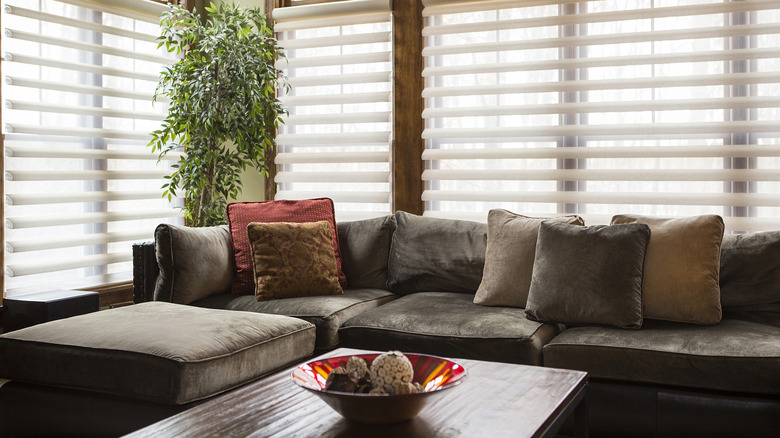 slat blinds in a living room