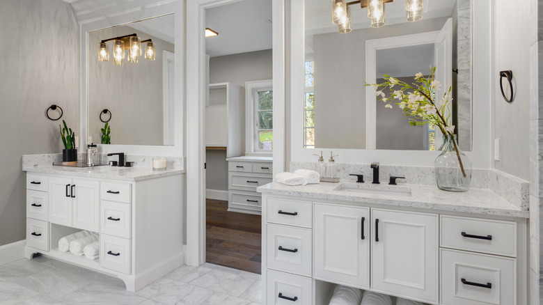 modern bathroom with double vanity