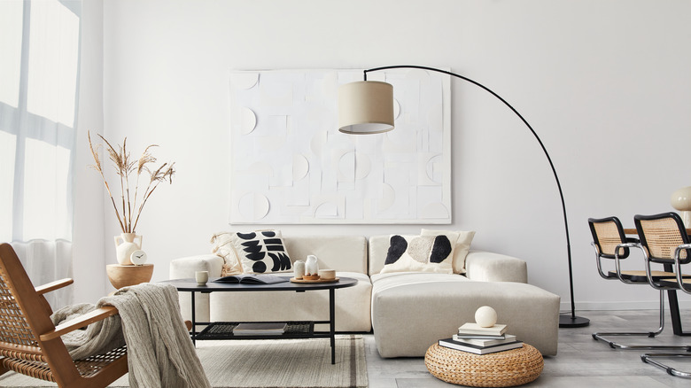 Large arching lamp living room