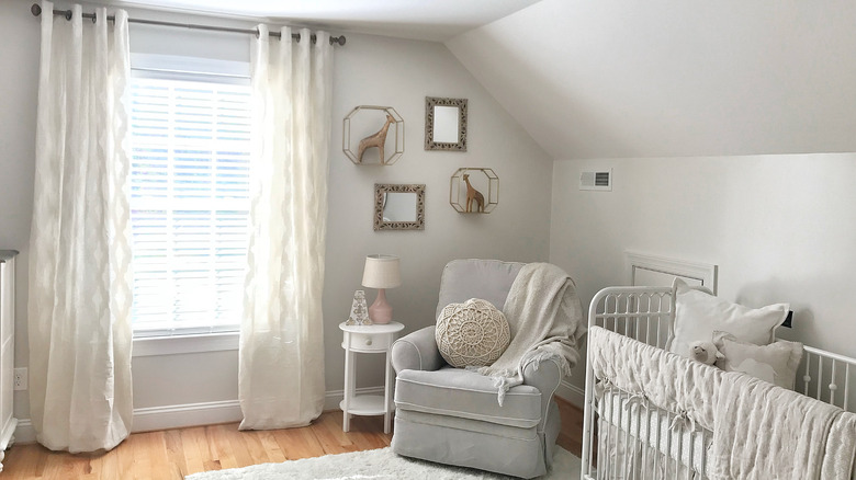 Gray nursery with window