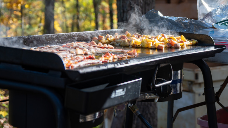 food on griddle