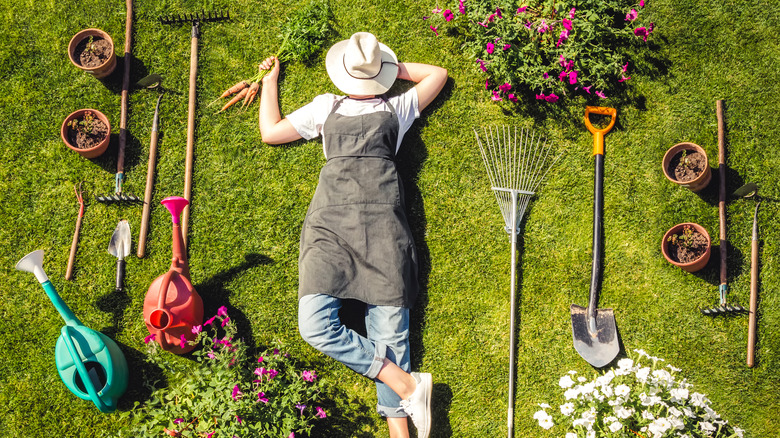 gardener laying down