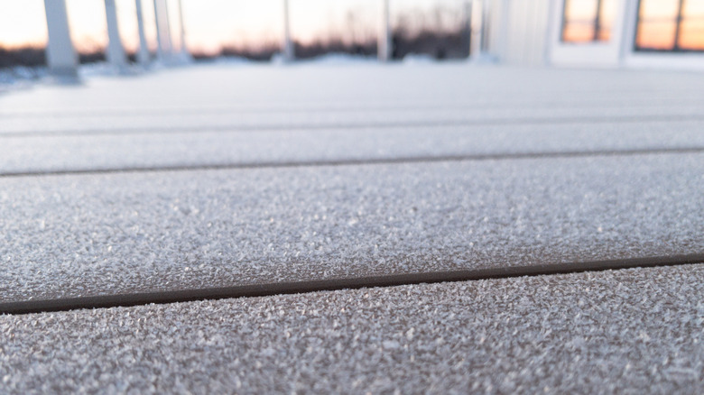 ice flakes on patio paneling
