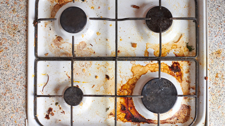 Dirty enamel stovetop