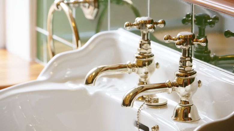Brass finish on sink faucet