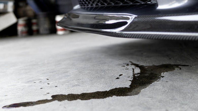 Oil stain on concrete under a car