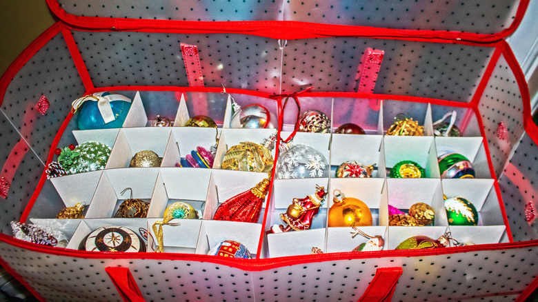 Storage bag of Christma ornaments in separate boxes