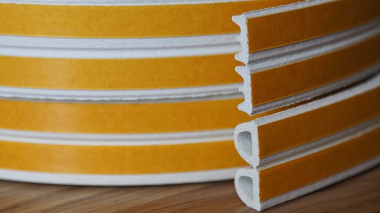 A close up of rubber weather stripping.