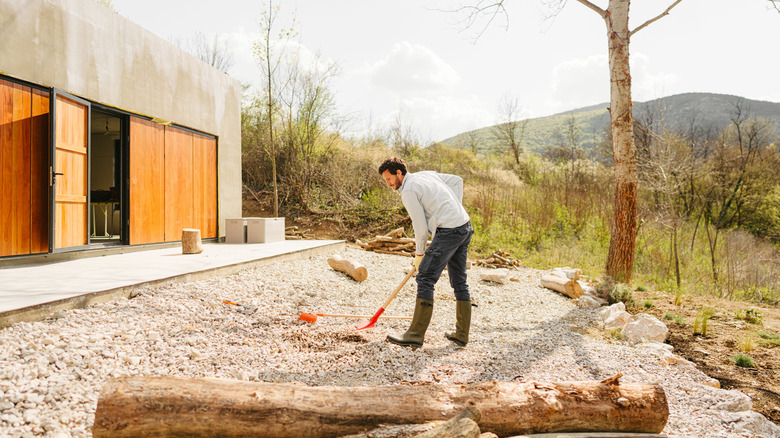 Man doing landscaping