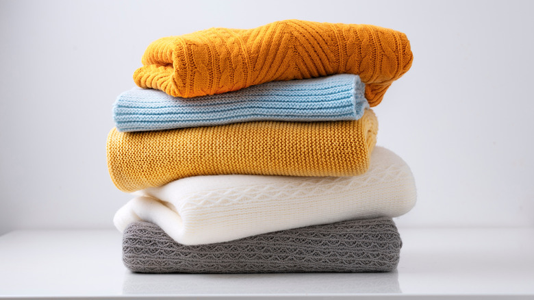 Stack of folded sweaters