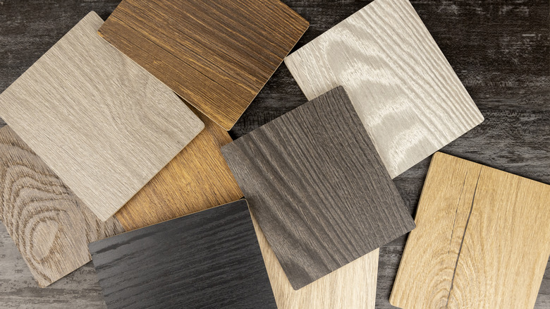 various types of laminate samples spread out together