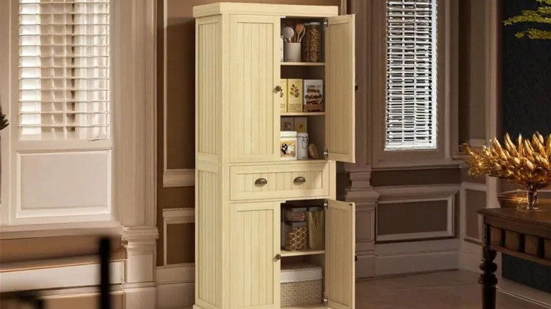 A freestanding pantry cabinet