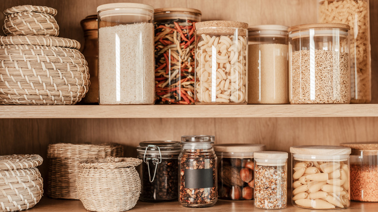 Clear containers in a pantry
