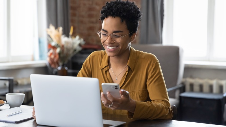 woman working at desk
