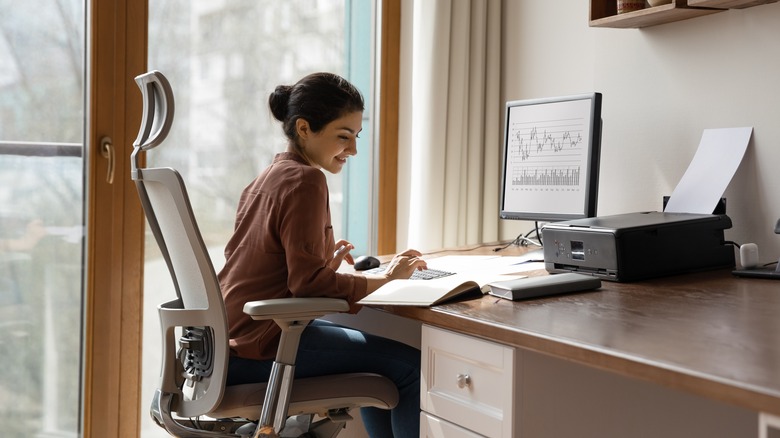 woman working from home