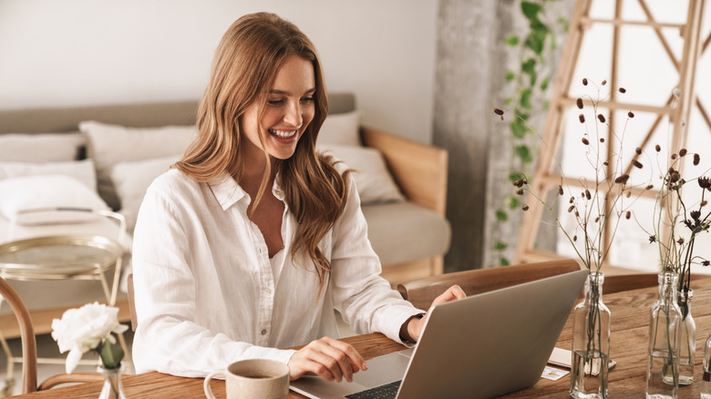 woman working in home office