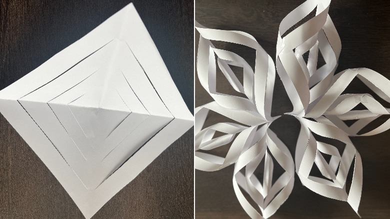 cut paper and snowflake pieces