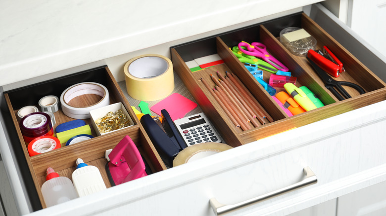 Organized junk drawer