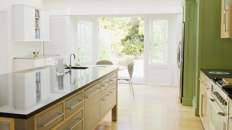 Clutter free and organized kitchen.