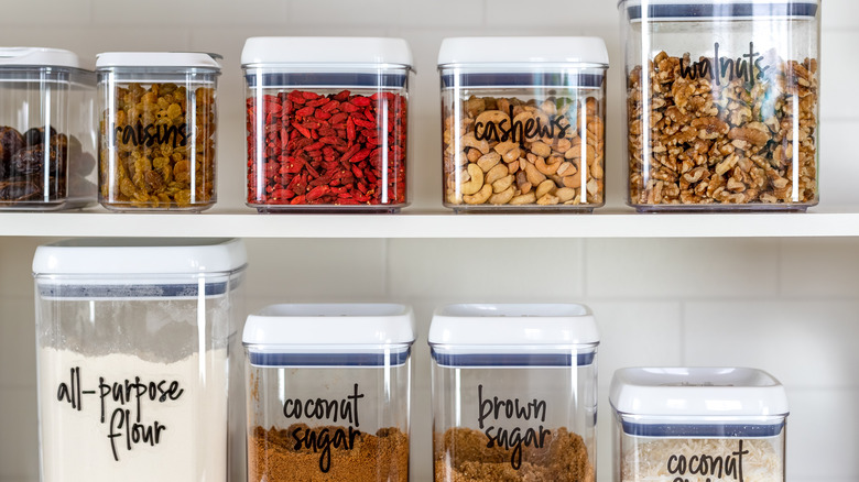 Labeled pantry containers 