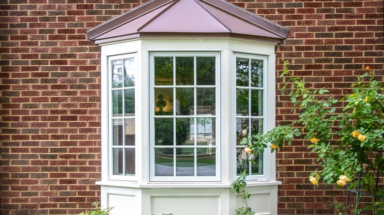 outdoor white bay window