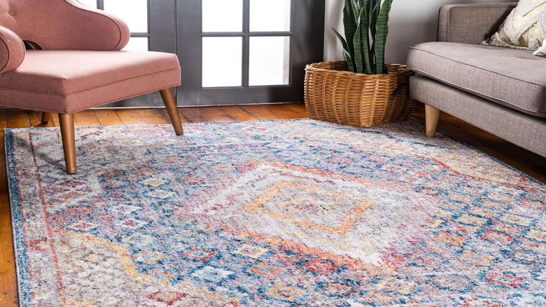 colorful rug with chair