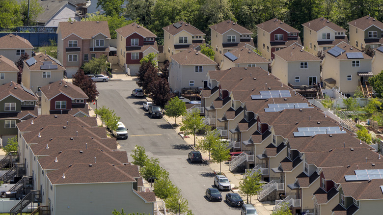 aerial view of cookie-cutter suburban housing
