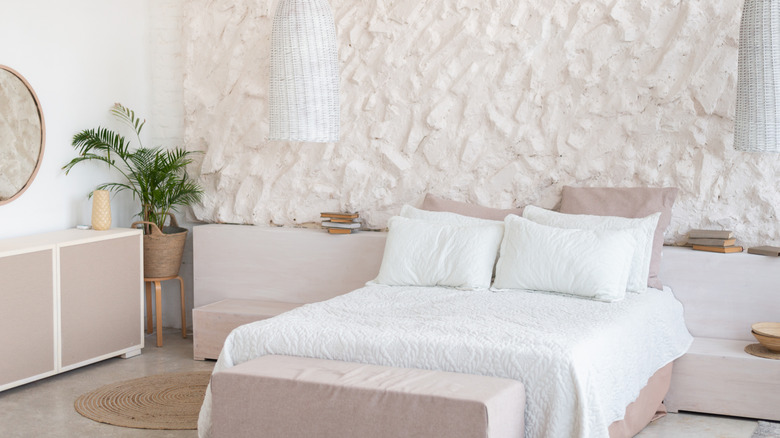 bedroom with lots of textures in the decor